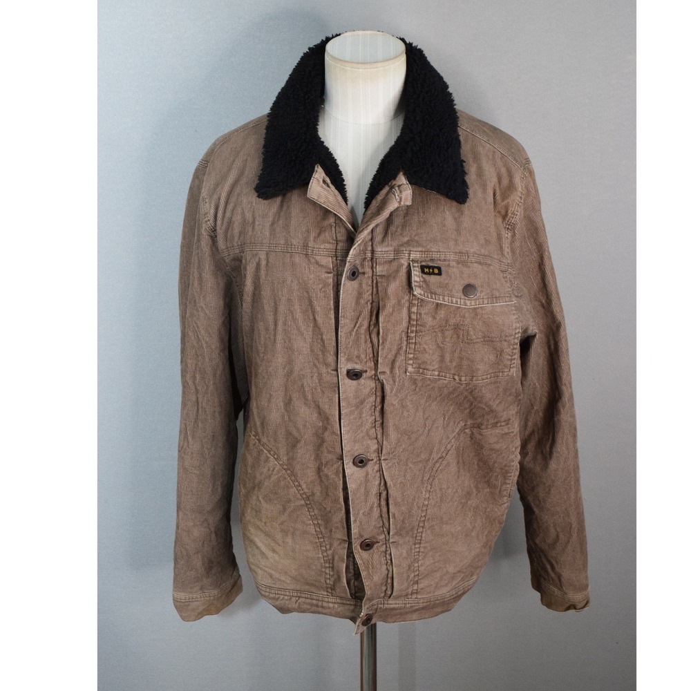 Howler Brothers Fuzzy Depot Corduroy Jacket Large Tan Sherpa Lined Button Men